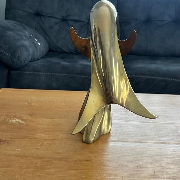 Vintage Brass Dolphin Statue 14in tall Extra Large - Picture 6 of 6
